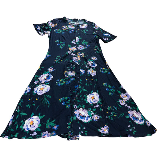 Crew Clothing Company Floral Dress UK12 Women's Short Sleeve Navy Viscose Blend