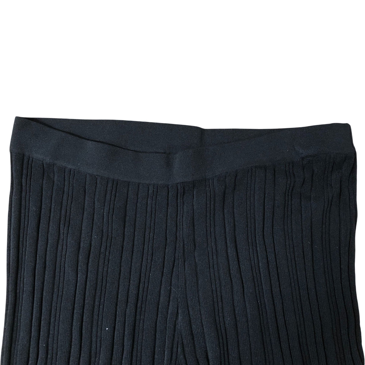 River Island Black Ribbed Flared Trousers Size 16 Women's Stretchy Fabric Casual