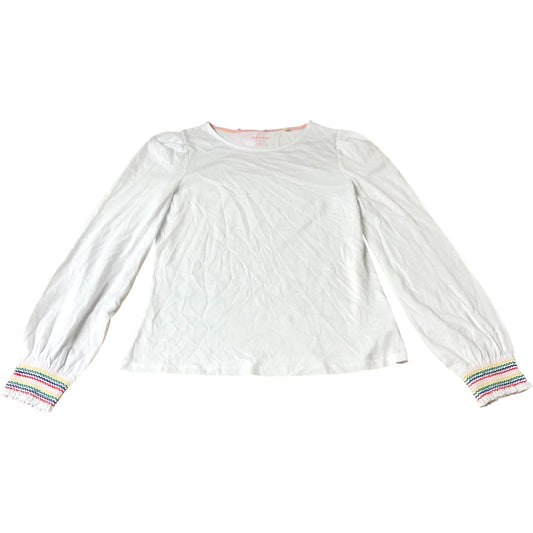 Boden White Smocked Cuff Top - Size 10