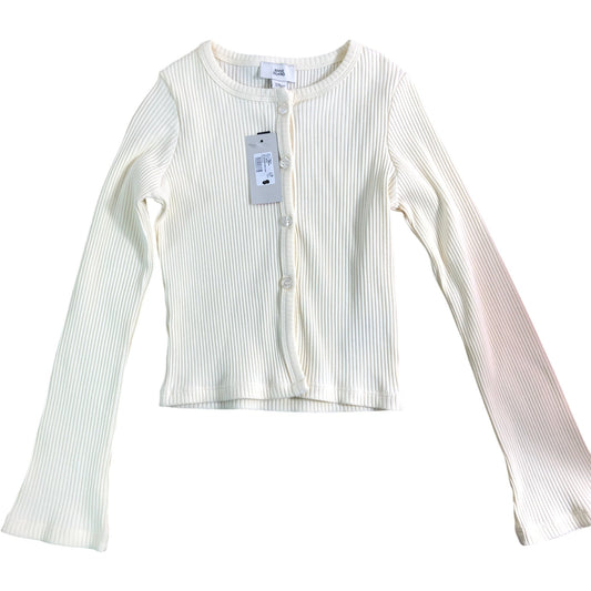 RIVER ISLAND Girls' Cream Ribbed Long Sleeve Cardigan Size 7-8 Years