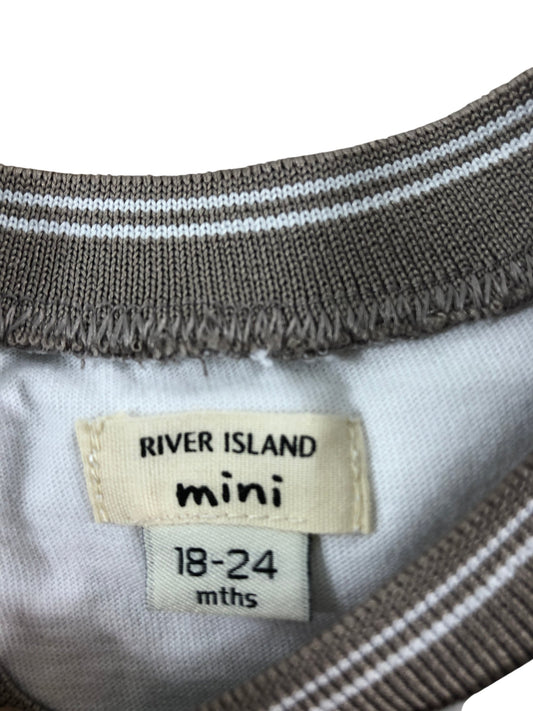 River Island Mini T-Shirt 18-24 Months Boys White Cotton Short Sleeve Top