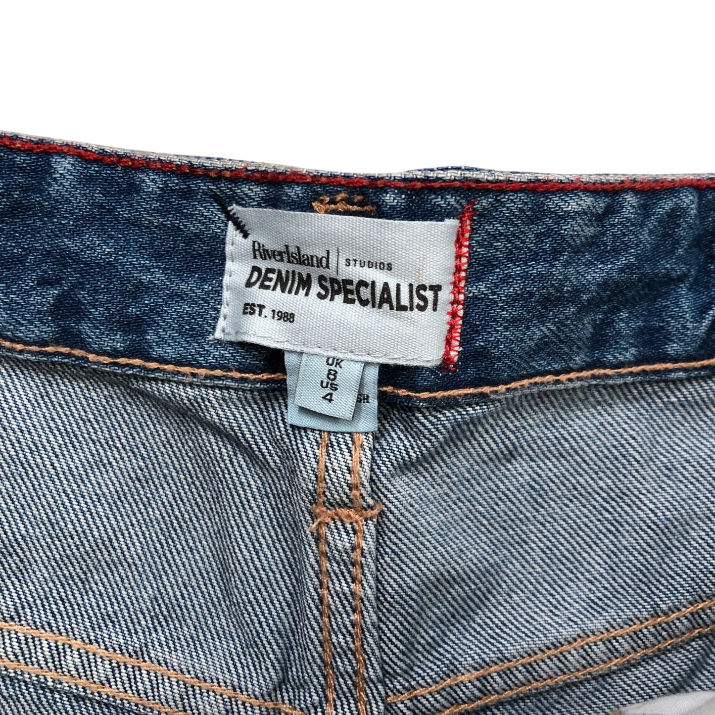 River Island Denim Specialist Shorts Women's Blue Classic Fit Cotton Size 8