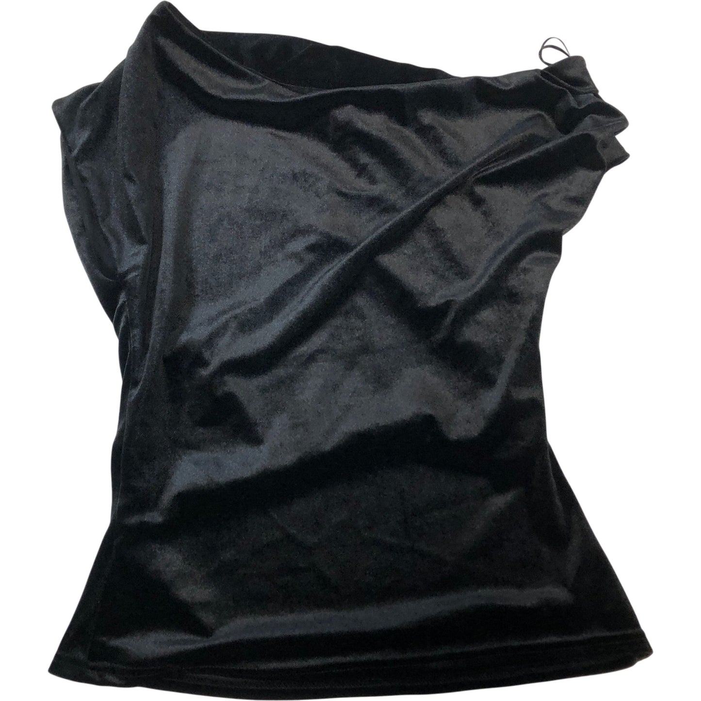 River Island Draped Black Top UK8 Women's Stretchy Velvet Off Shoulder