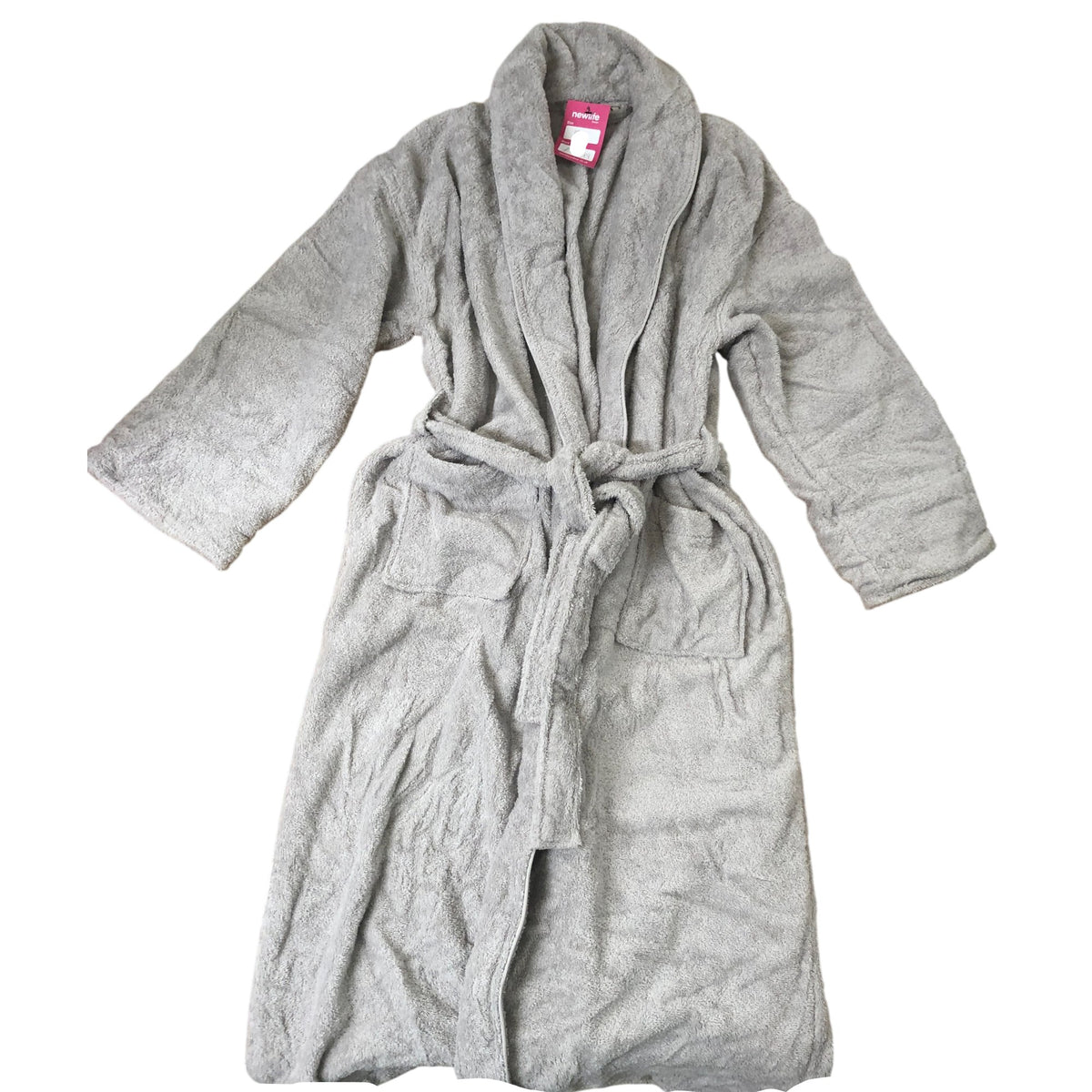 Grey Fleece Robe Soft Plush Bathrobe Size XL
