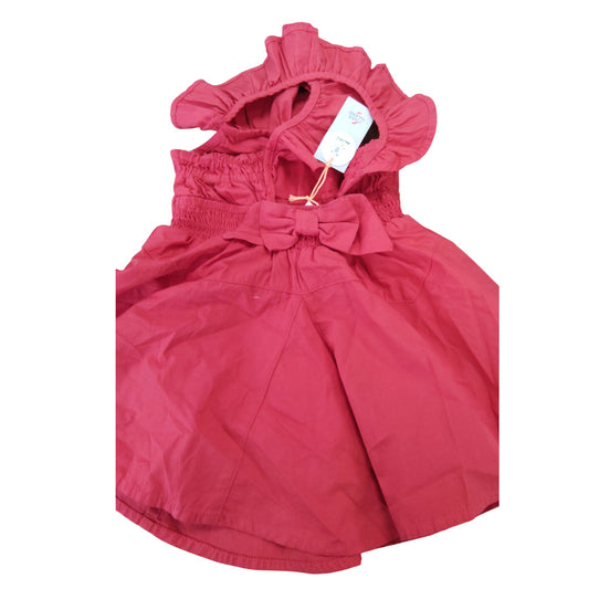 Mini River Island Girls Coral Dress Size 12-18 Months Ruffled Sleeveless