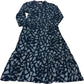 Floral Dress Uk10 Women's Navy Multi Button Front Long Sleeve