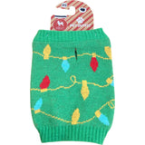 Green Christmas Dog Sweater String Lights Detail XS