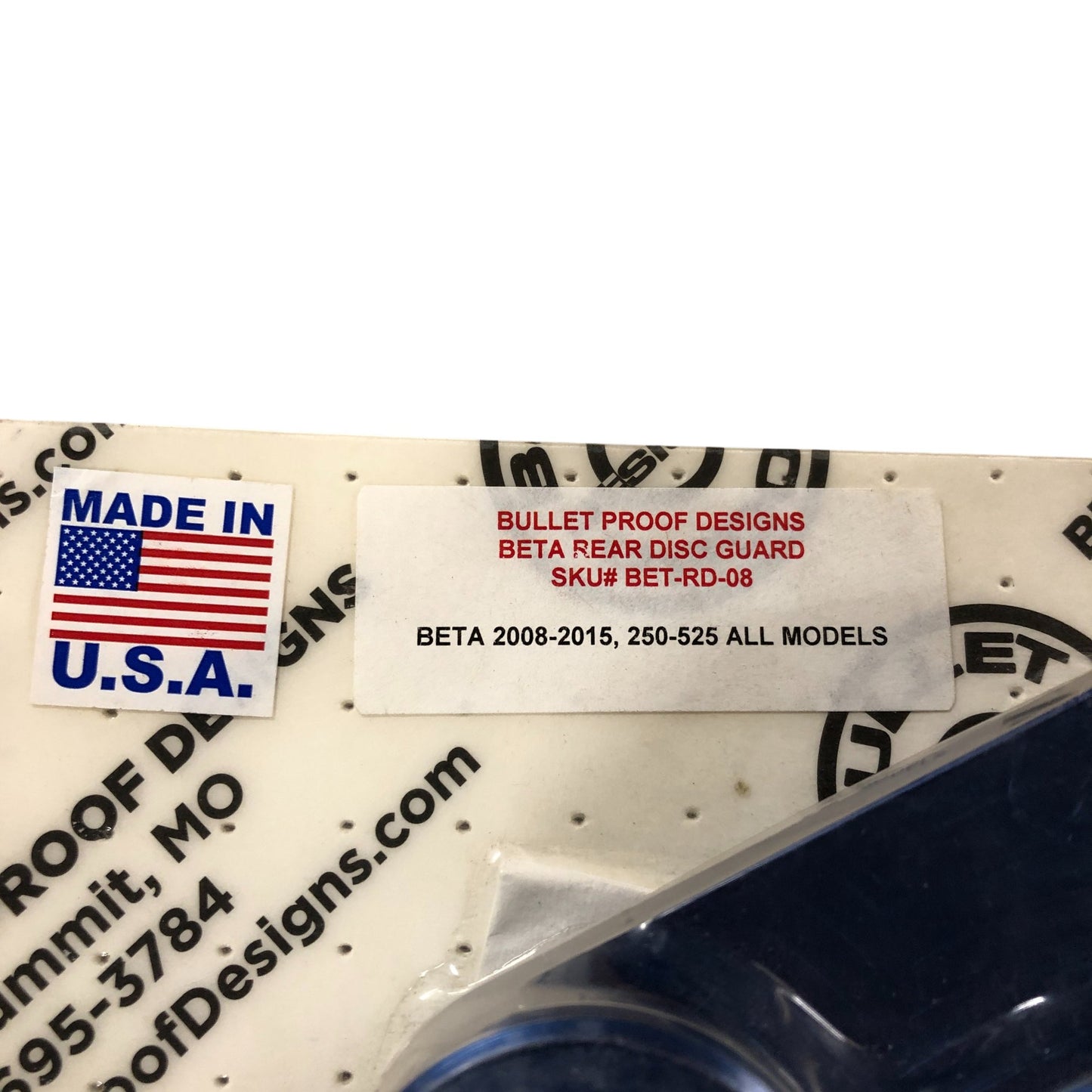 Bullet Proof Designs Beta Rear Sharkfin Disc Guard SKU Bet-Rd-08 Blue 2008-2015