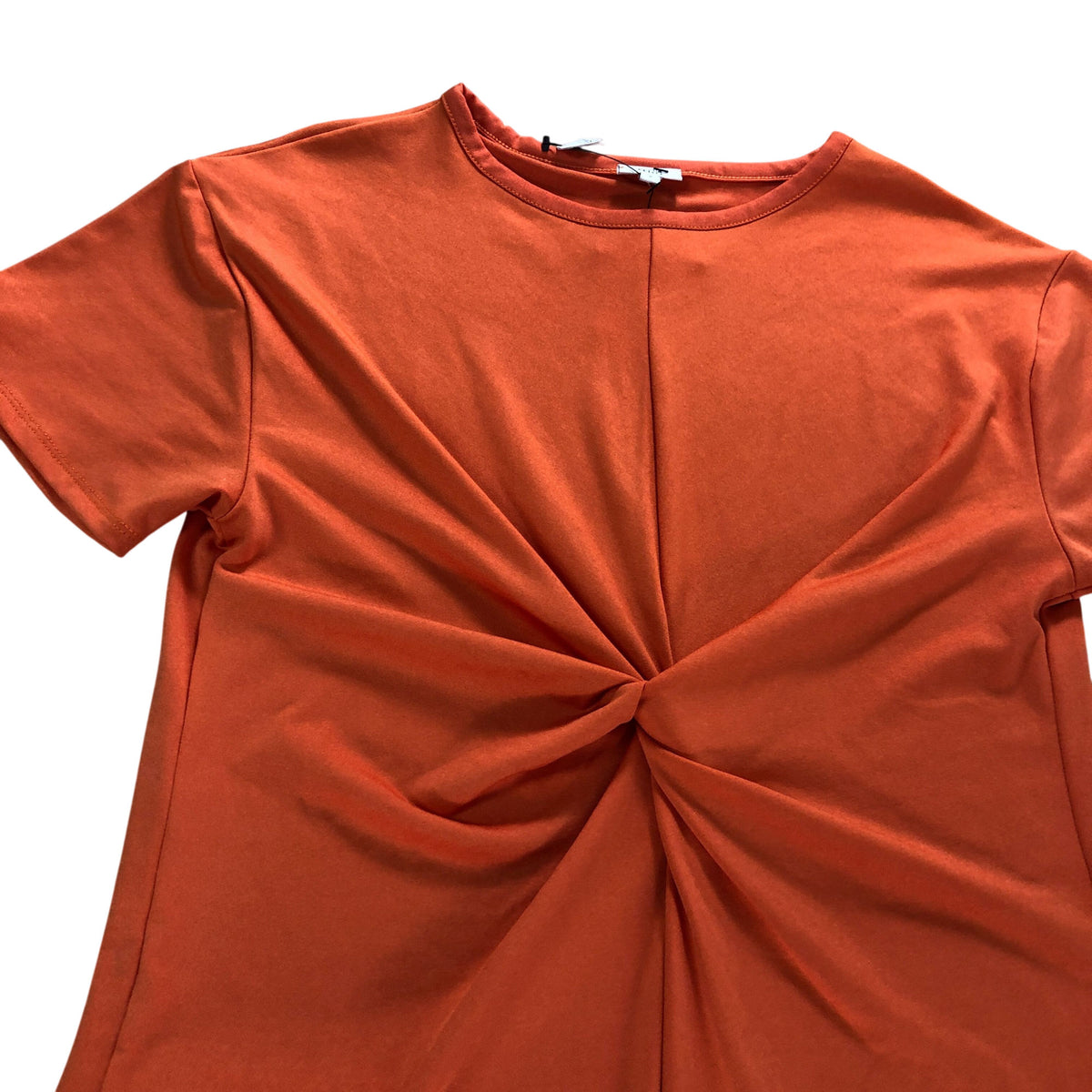 River Island UK6 Women's Orange Twist Front Midi Dress Short Sleeve
