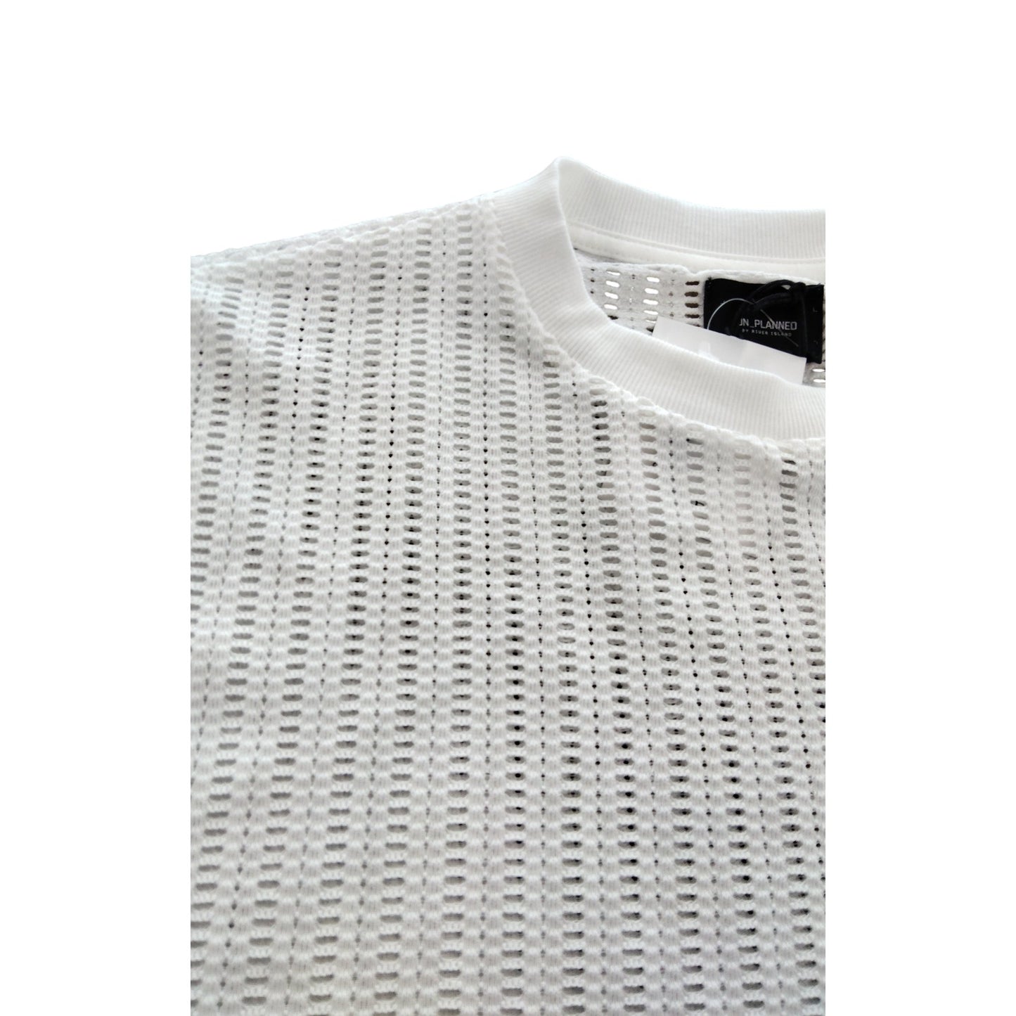 River Island White Mesh Casual T-Shirt UK M Men's Short Sleeve Top