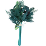 Artificial Christmas Bouquet Green Pine Sprigs Gold Berries