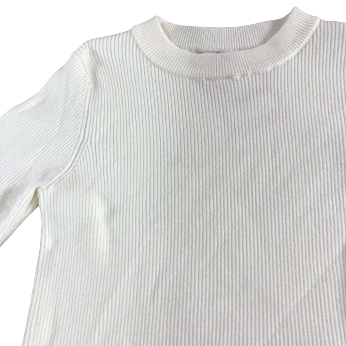 Zara Ribbed Long Sleeve Dress UK8-9 Girls Cream Stretchy