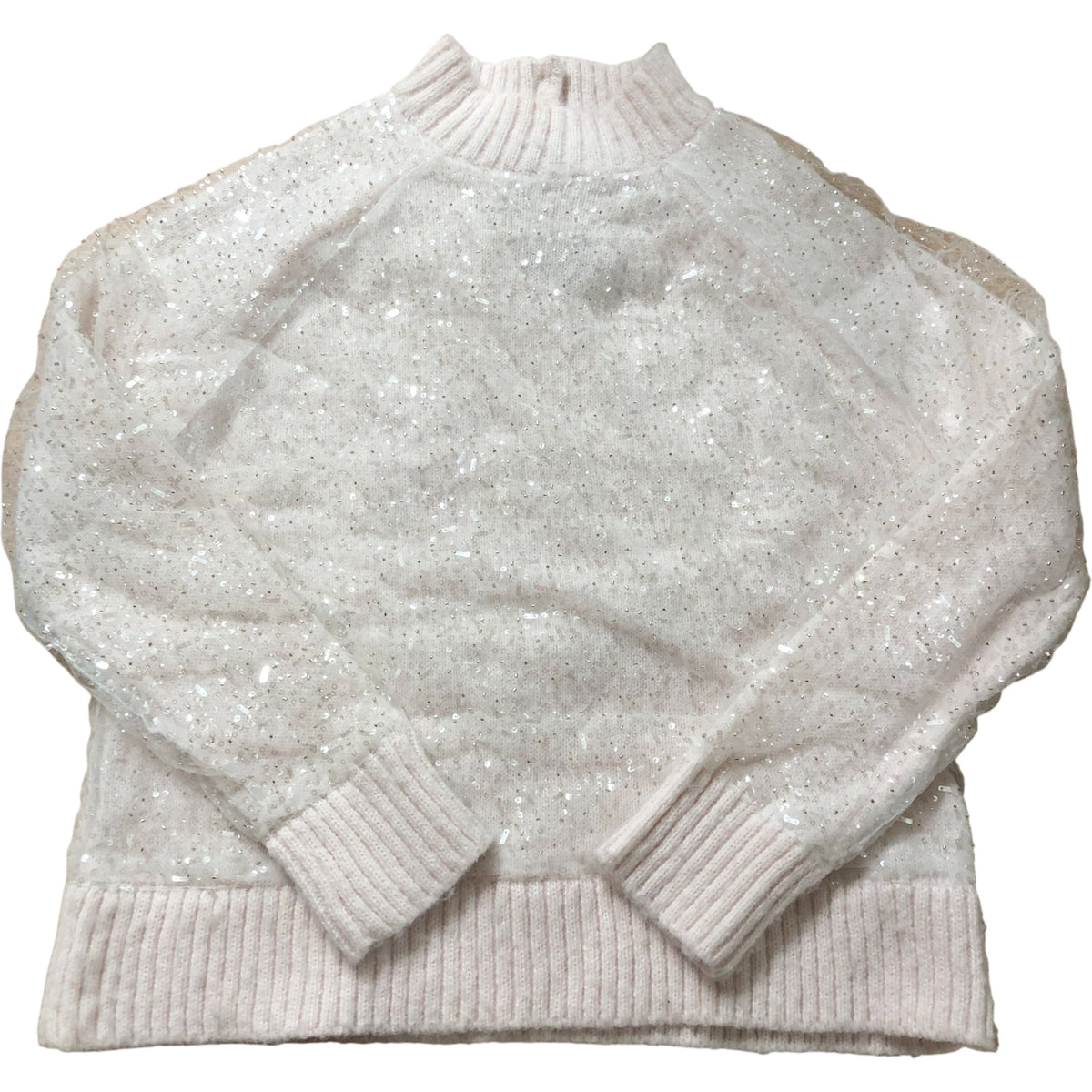 River Island Women's Pink Glitter Tulle Covered Sweater Size M
