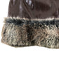 River Island Faux Fur Trim Skirt UK10 Women's Brown Patent