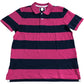 Branded Polo Shirt Size M Men's Short Sleeve Pink Navy Striped Cotton