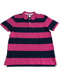 Branded Polo Shirt Size M Men's Short Sleeve Pink Navy Striped Cotton