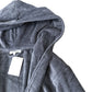 Dark Grey Fleece Hooded Robe 100% Organic Cotton Dressing Gown Size XS