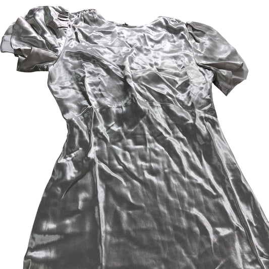Branded Metallic Satin Maxi Dress - Size 10