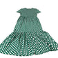 Green Patterned Midi Dress Women's Short Sleeve Tencel Mix UK 6