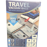 Travel Vacuum Bags With Electric Pump 80% Space Saver Pack of 12