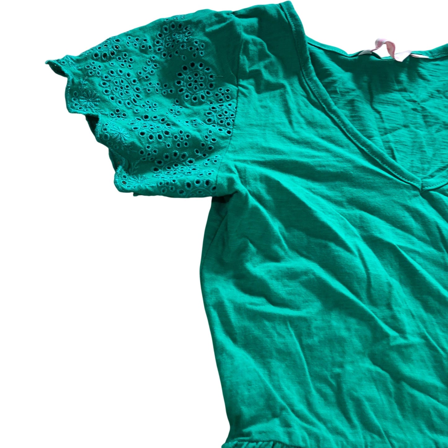 Board Angels Cotton Dress Size 10 Women's Green Tiered V Neck Short Sleeve