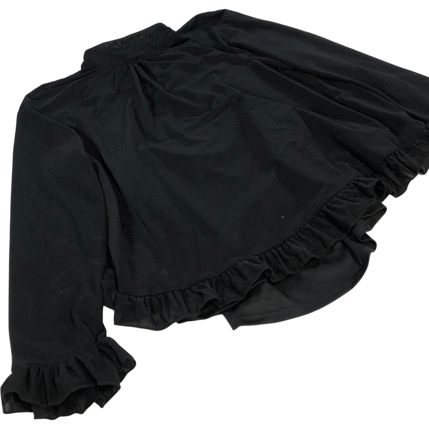 River Island Black Ruffled Blouse Size 12 Women's Long Sleeve Top 100% Polyester