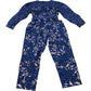 Floral Print Jumpsuit Girls Long Sleeve Lyocell Navy Blue