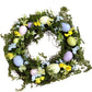 Easter Wreath Decorative Spring Design With Colourful Eggs And Flowers