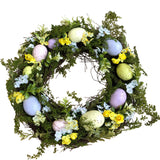 Easter Wreath Decorative Spring Design With Colourful Eggs And Flowers
