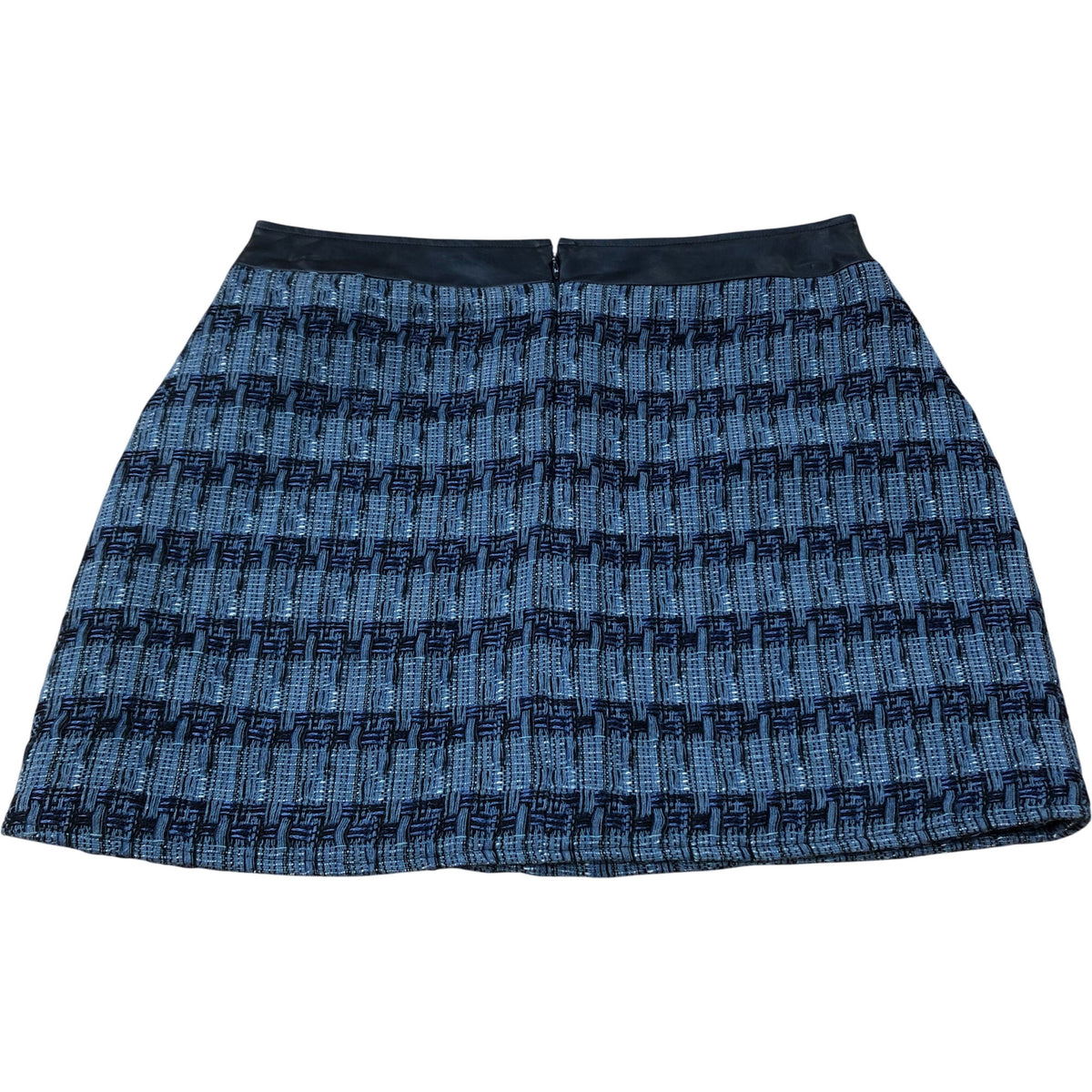 River Island Tweed Mini Skirt UK12 Women's Blue Patterned with Pocket Detail