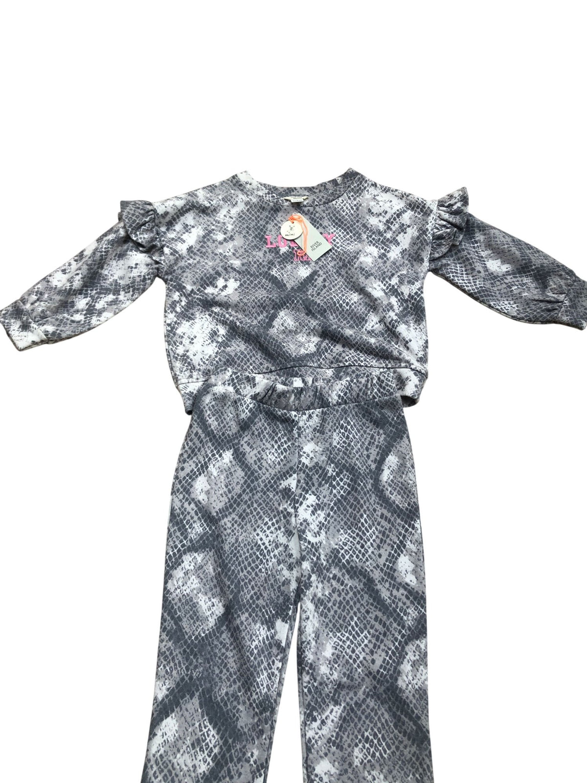 River Island Grey Snakeskin Print Outfit Set Kids 0-3 Months Girls Long Sleeve