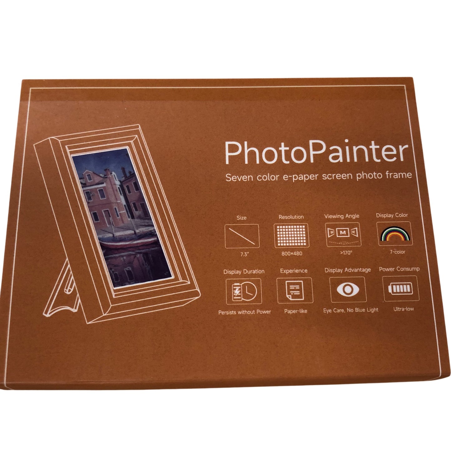 CRYFOKT 7.3 Inch PhotoPainter Digital Photo Frame Seven Color E-Paper Display