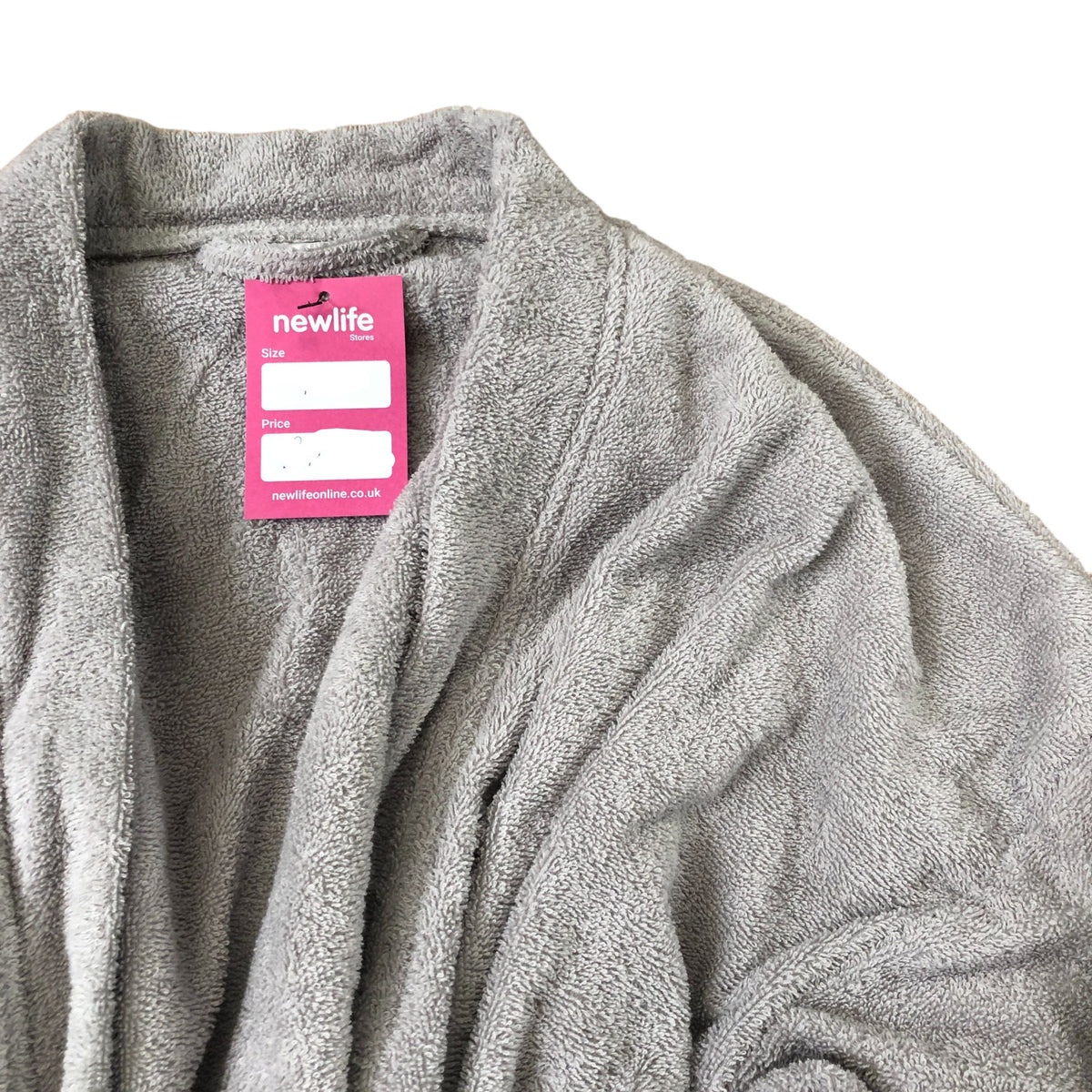 Short Grey Bathrobe Soft Cotton Comfortable Wrap Style Size L