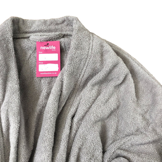 Short Grey Bathrobe Soft Cotton Comfortable Wrap Style Size L