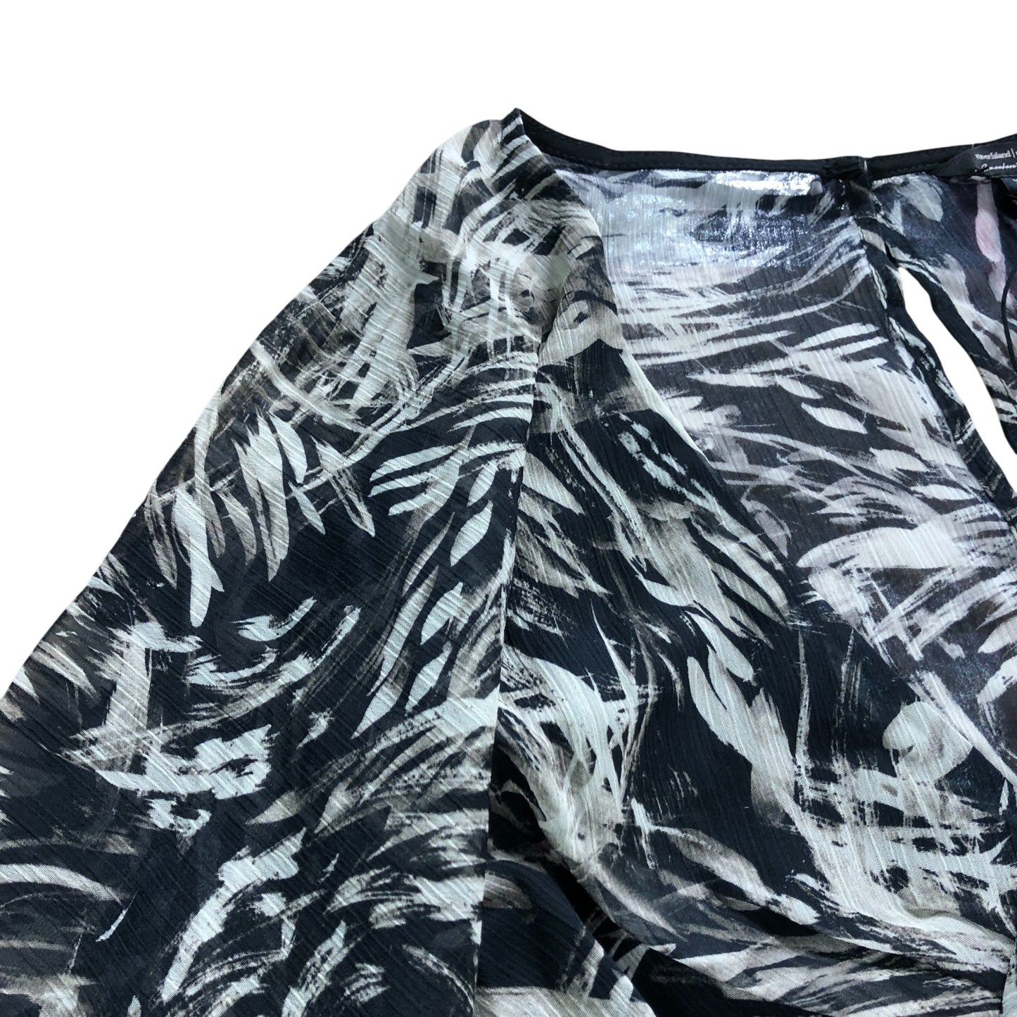 River Island Dark Brown Printed Ruffle Cape Top - Size 16