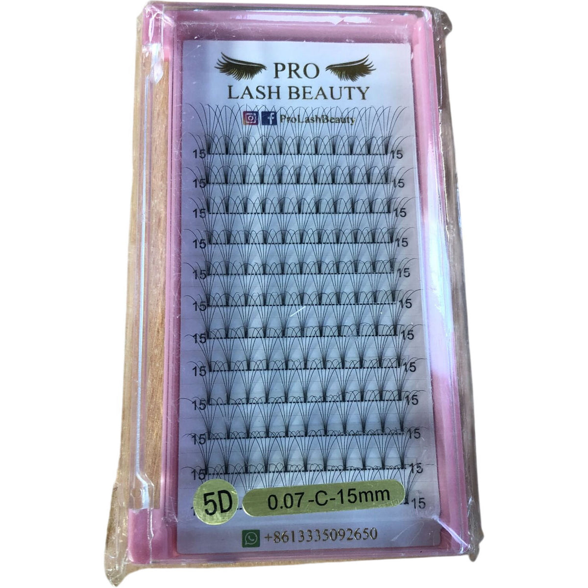 Pro Lash Beauty 5D Eyelash Extensions 0.07 C Curl 15mm False Lashes Pack