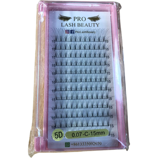 Pro Lash Beauty 5D Eyelash Extensions 0.07 C Curl 15mm False Lashes Pack