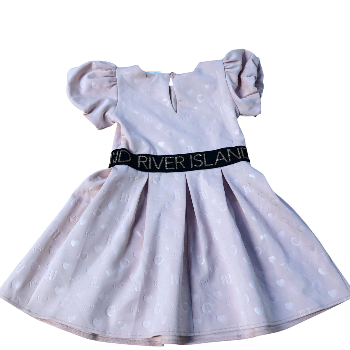 River Island Girls Dress UK Size 2-3 Years Peach Fit And Flare With Logo Band
