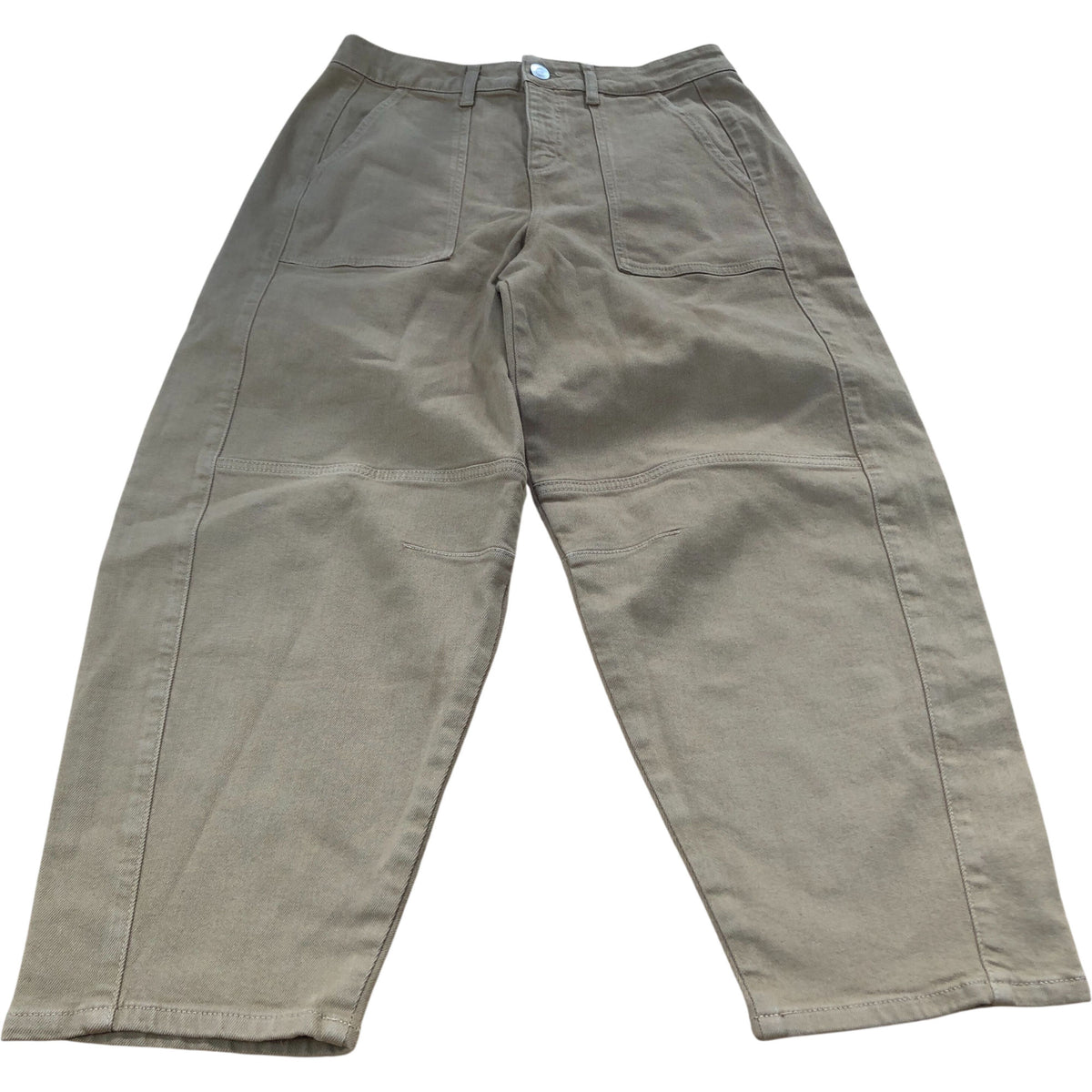 Baukjen Trousers UK Size 12 Women's Organic Cotton Blend Khaki Relaxed Fit