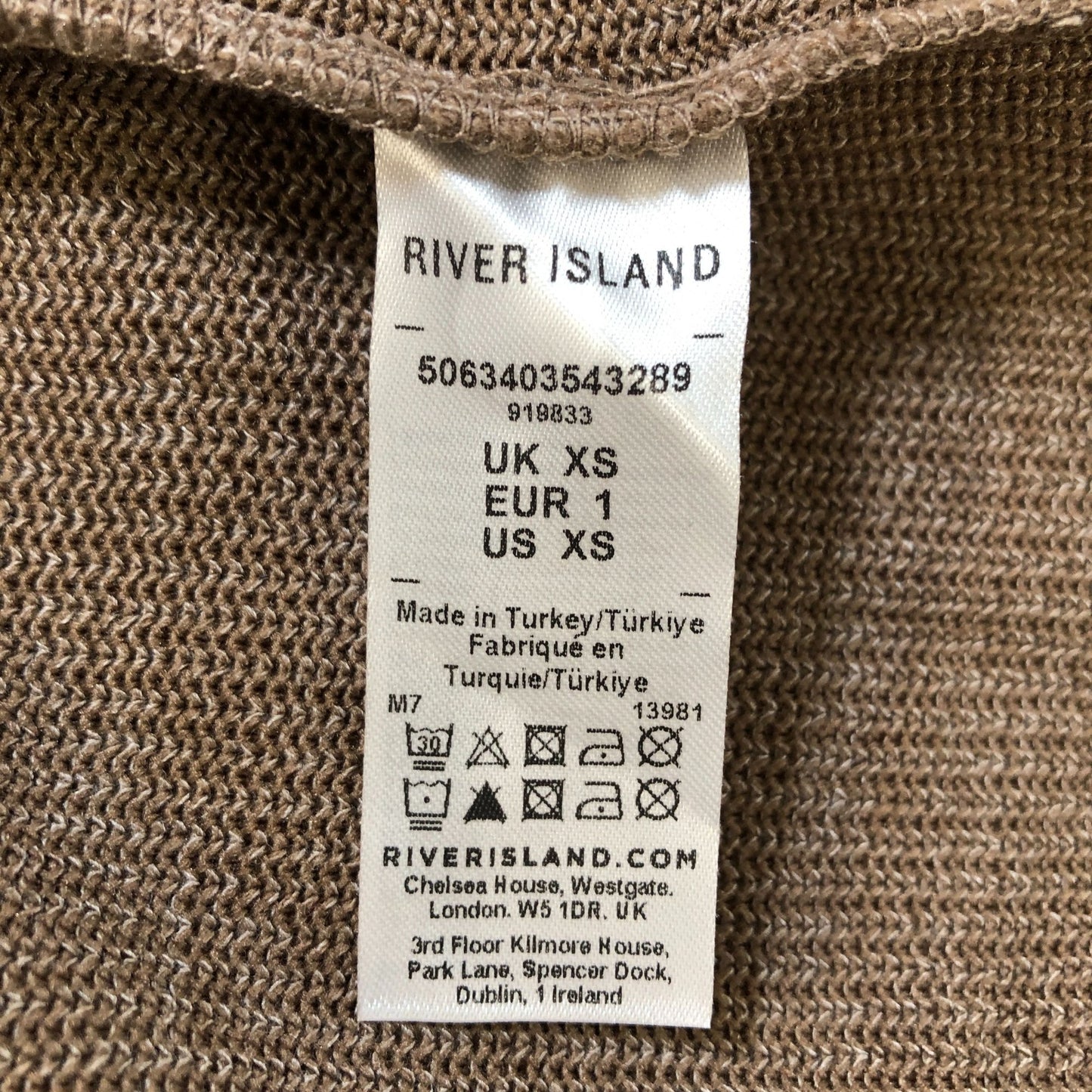 River Island Cardigan Dress UK XS Women's Brown Long Sleeve Button Front