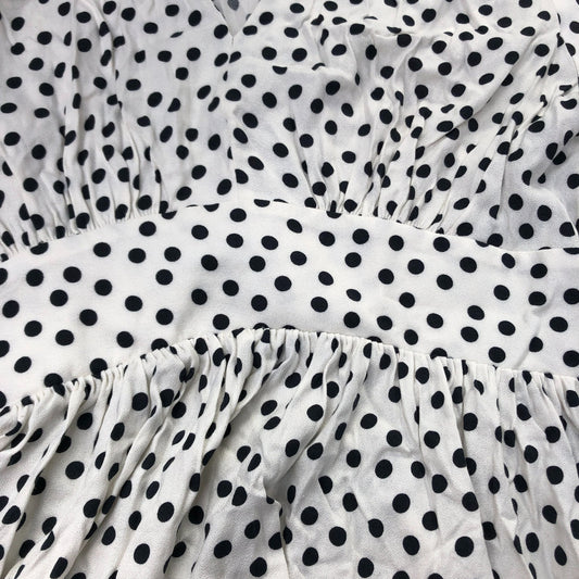 Baukjen Polka Dot Dress UK12 Women's Short Sleeve Relaxed Fit Soft White