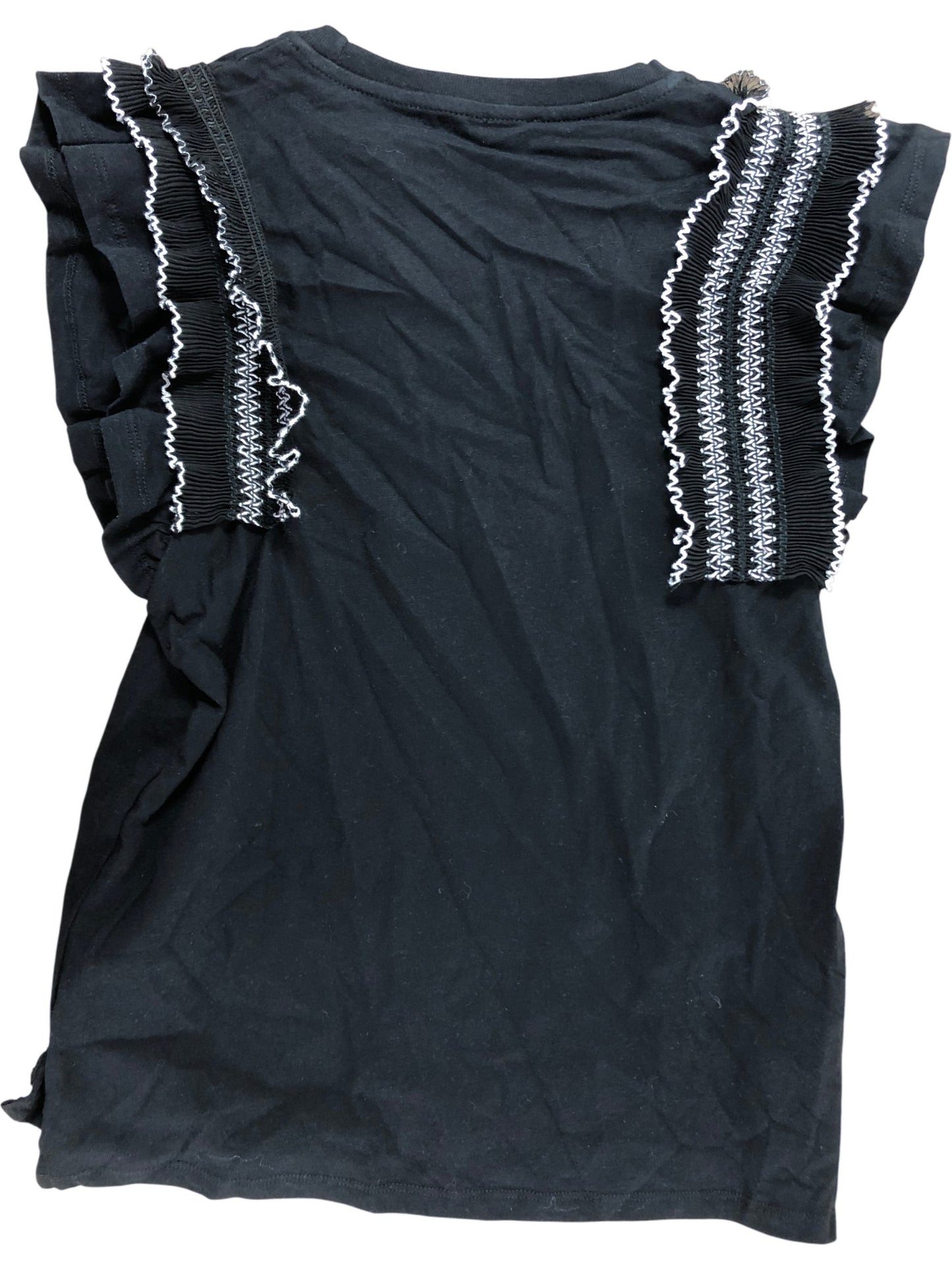 River Island Black Frill Sleeve T-Shirt UK 11 12 Years Girls Fashion Top