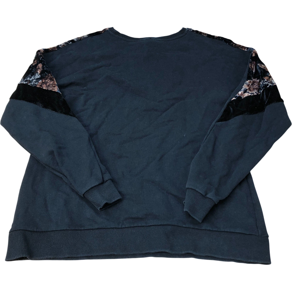 River Island Floral Velvet Sweatshirt UK 12 Women's Black Long Sleeve Top