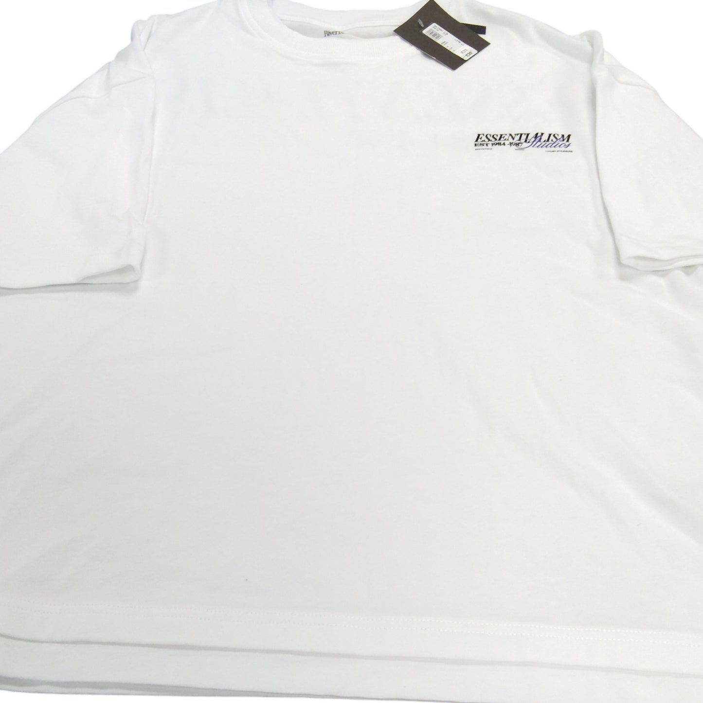 River Island T-Shirt Size L Men's White Graphic Print Luxury Fashion