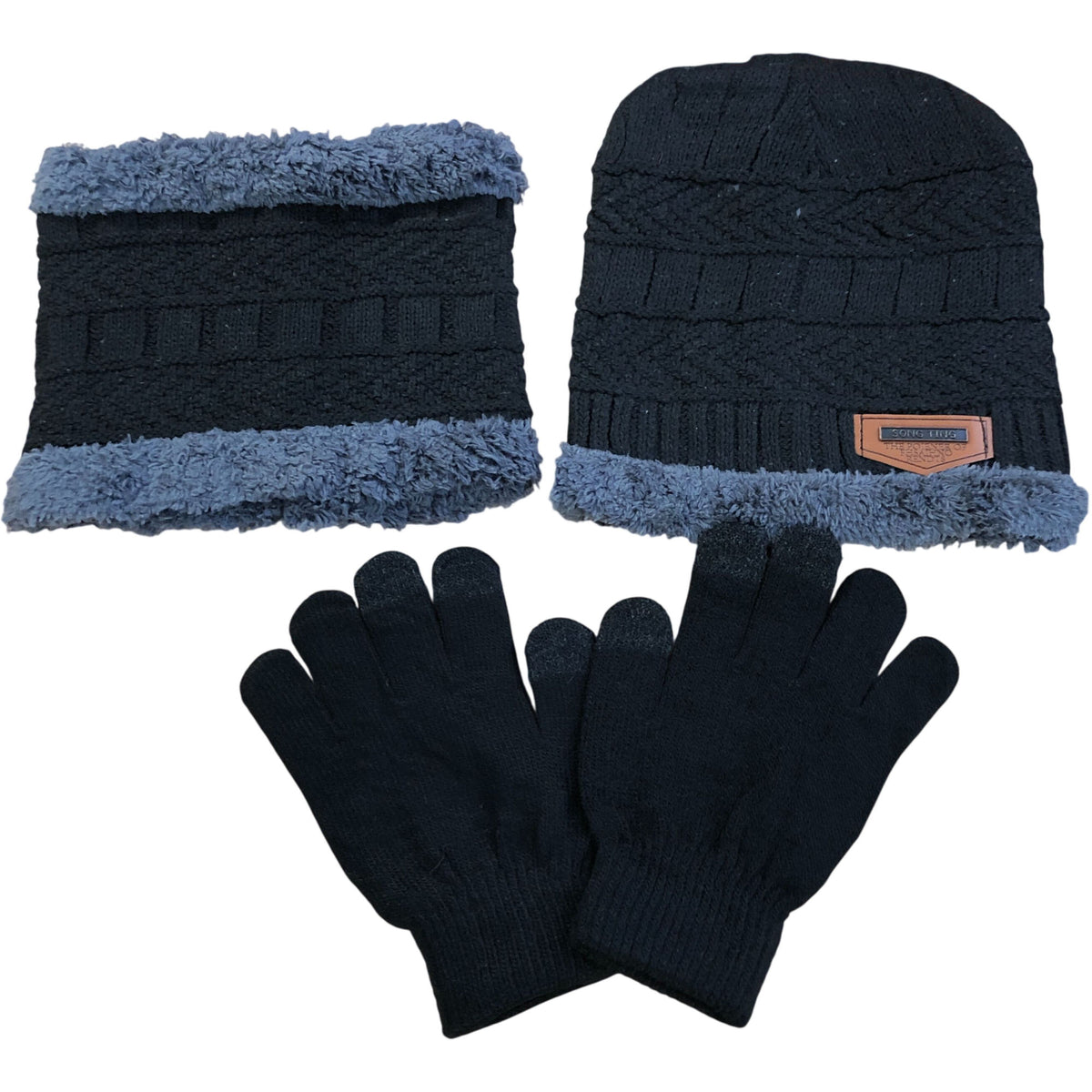 Song Ting Kids Hat & Gloves Set Aged 3-10 Black