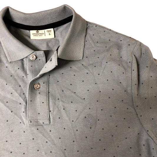 Springfield Urban Daily Polo Shirt Size S Men's Light Blue Dot Pattern