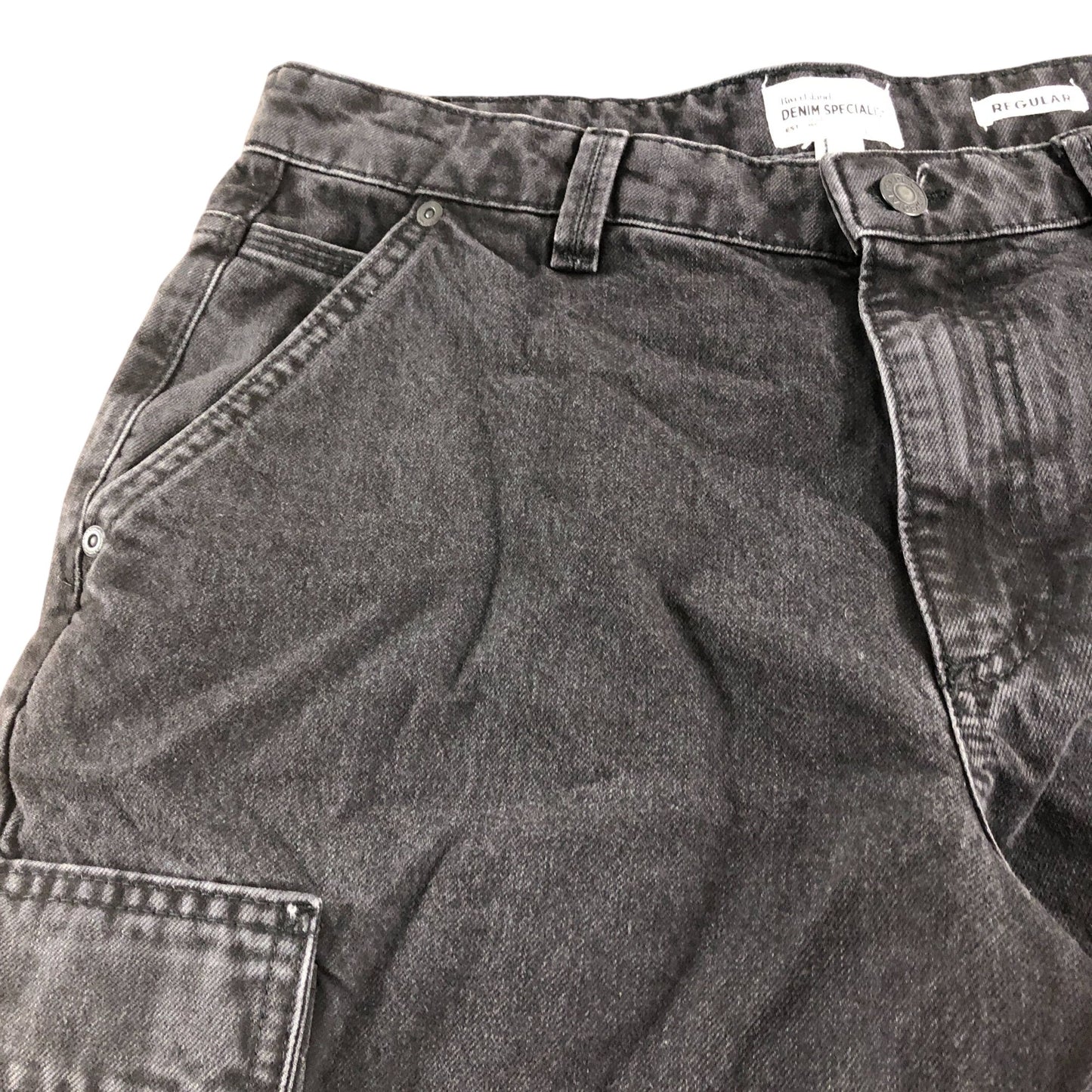 River Island Cargo Shorts W32 Men's Denim Black