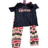 Let It Snow Pyjamas Small Women's Cotton Blend Christmas Loungewear Size 8