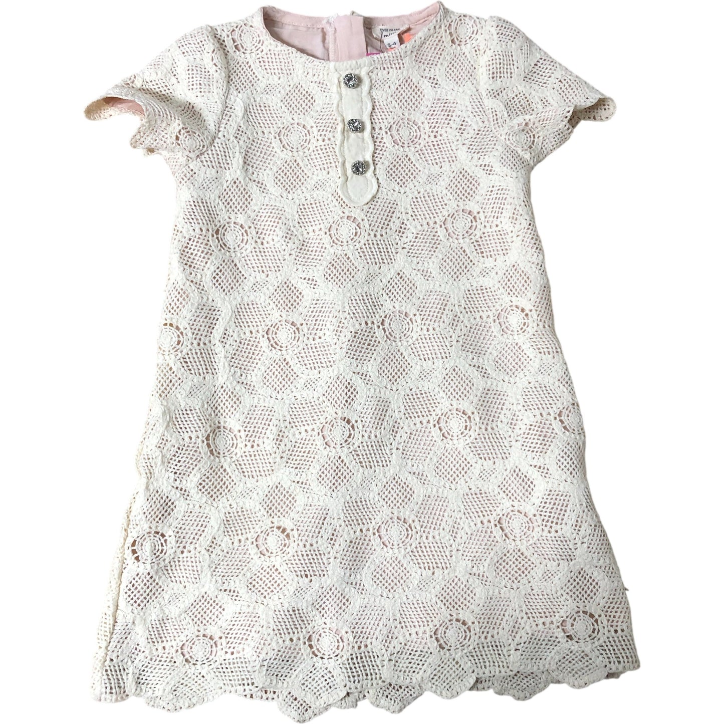 River Island Mini Girls Dress Size 3-4 Years Short Sleeve Lace Pattern