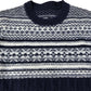 Men's Navy Blue Fair Isle Lambswool Sweater Size Small